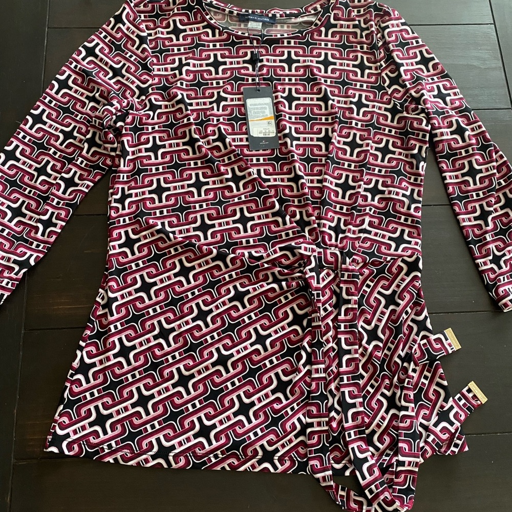 NEW with tags geometric Tommy Hilfiger wrap blouse